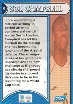 2002 Topps England #16 Sol Campbell Back
