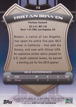 2013 Topps MLS #118 Tristan Bowen Back