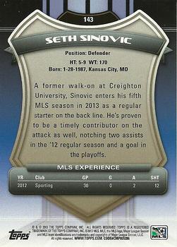 2013 Topps MLS #143 Seth Sinovic Back