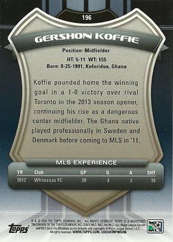 2013 Topps MLS #196 Gershon Koffie Back