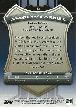 2013 Topps MLS #32 Andrew Farrell Back