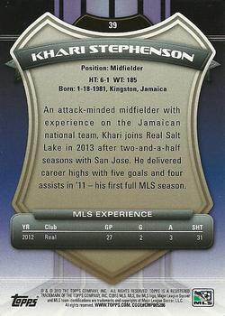 2013 Topps MLS #39 Khari Stephenson Back