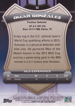 2013 Topps MLS #53 Omar Gonzalez Back