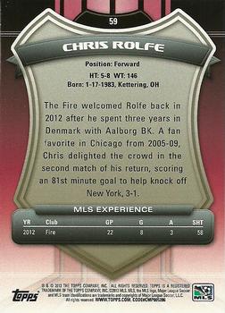 2013 Topps MLS #59 Chris Rolfe Back