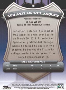 2013 Topps MLS #40 Sebastian Velasquez Back