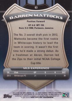 2013 Topps MLS #63 Darren Mattocks Back