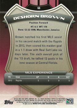 2013 Topps MLS #66 Deshorn Brown Back
