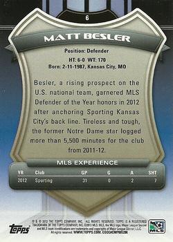 2013 Topps MLS #6 Matt Besler Back