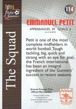 2000 Futera Fans Selection Arsenal #114 Emmanuel Petit Back