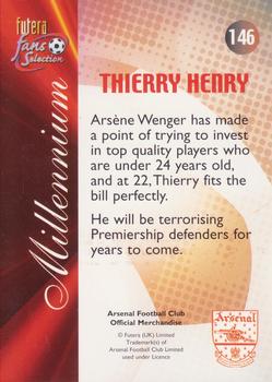 2000 Futera Fans Selection Arsenal #146 Thierry Henry Back