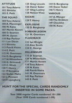 2000 Futera Fans Selection Arsenal #149 Checklist Front