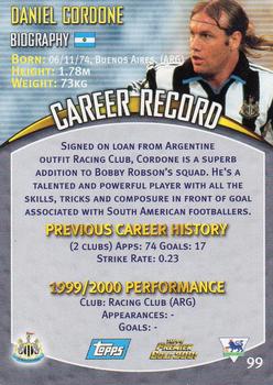 2000-01 Topps Premier Gold 2001 #99 Daniel Cordone Back