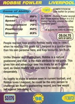 1998 Pro Match #76 Robbie Fowler Back
