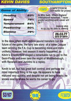1998 Pro Match #167 Kevin Davies Back