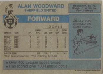 1976-77 Topps Footballer #22 Alan Woodward Back