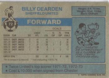1976-77 Topps Footballer #72 Billy Dearden Back