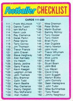1976-77 Topps Footballer #172 Checklist 111-220 Front