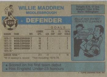 1976-77 Topps Footballer #228 Willie Maddren Back
