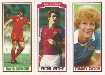 1981-82 Topps Footballer #61 / 145 / 53 Tommy Caton / Peter Withe / David Johnson Front