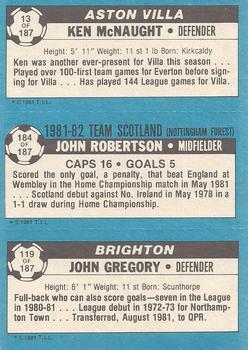 1981-82 Topps Footballer #13 / 184 / 119 Ken McNaught / John Robertson / John Gregory Back
