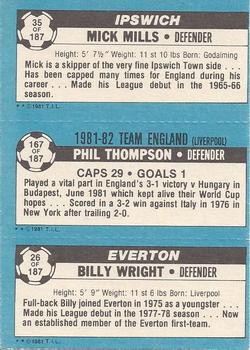 1981-82 Topps Footballer #35 / 167 / 26 Mick Mills / Phil Thompson / Billy Wright Back