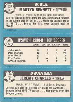 1981-82 Topps Footballer #118 / 150 / 110 Martyn Bennett / John Wark / Jeremy Charles Back