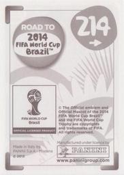 2013 Panini Road to 2014 FIFA World Cup Brazil Stickers #214 Oscar Cardozo Back