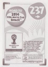 2013 Panini Road to 2014 FIFA World Cup Brazil Stickers #237 Tomas Rincon Back