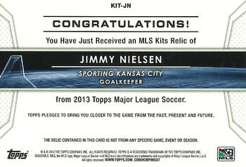 2013 Topps MLS - Relics #KIT-JN Jimmy Nielsen Back