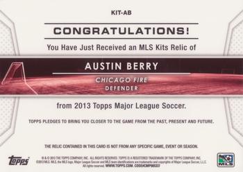 2013 Topps MLS - Relics #KIT-AB Austin Berry Back
