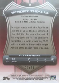 2013 Topps MLS - Gold #71 Hendry Thomas Back