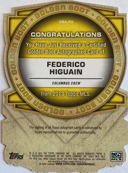 2013 Topps MLS - Golden Boot Die Cut Autographs #GBA-FH Federico Higuain Back
