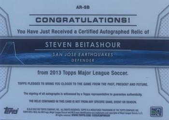 2013 Topps MLS - Relic Autographs #AR-SB Steven Beitashour Back