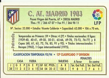1994-95 Mundicromo Sport Las Fichas de La Liga #201 Team Card Back