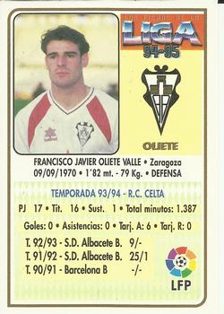 1994-95 Mundicromo Sport Las Fichas de La Liga #226 Oliete Back