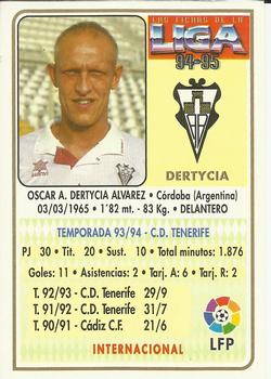 1994-95 Mundicromo Sport Las Fichas de La Liga #233 Oscar Dertycia Back