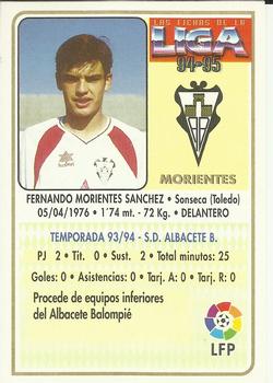 1994-95 Mundicromo Sport Las Fichas de La Liga #234 Morientes Back