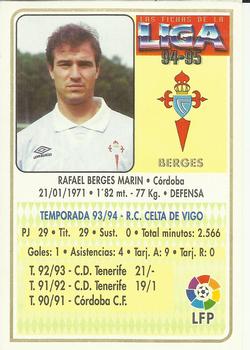 1994-95 Mundicromo Sport Las Fichas de La Liga #260 Berges Back