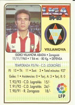 1994-95 Mundicromo Sport Las Fichas de La Liga #280 Villanova Back