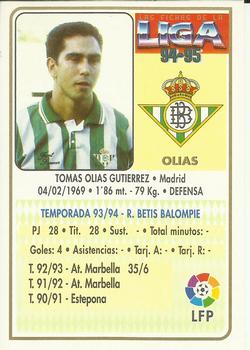 1994-95 Mundicromo Sport Las Fichas de La Liga #334 Olias Back