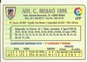 1994-95 Mundicromo Sport Las Fichas de La Liga #75b Team Card Back