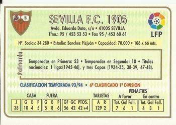1994-95 Mundicromo Sport Las Fichas de La Liga #75a Team Card Back