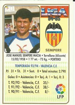 1994-95 Mundicromo Sport Las Fichas de La Liga #113 Sempere Back