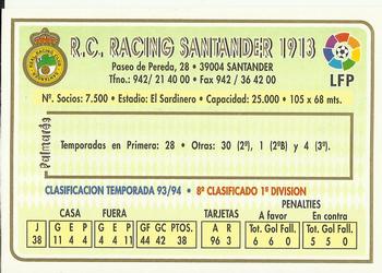 1994-95 Mundicromo Sport Las Fichas de La Liga #129 Team Card Back