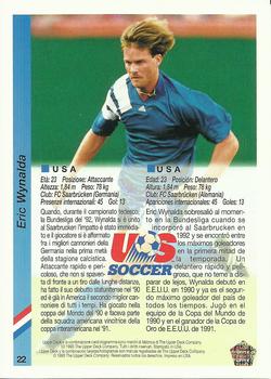 1993 Upper Deck World Cup Preview (Spanish/Italian) #22 Eric Wynalda Back