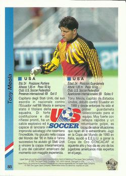 1993 Upper Deck World Cup Preview (Spanish/Italian) #85 Tony Meola Back