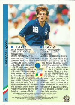 1993 Upper Deck World Cup Preview (Spanish/Italian) #93 Giuseppe Signori Back