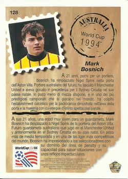 1993 Upper Deck World Cup Preview (Spanish/Italian) #128 Mark Bosnich Back