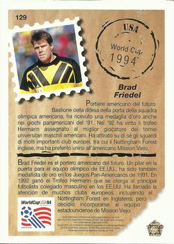 1993 Upper Deck World Cup Preview (Spanish/Italian) #129 Brad Friedel Back