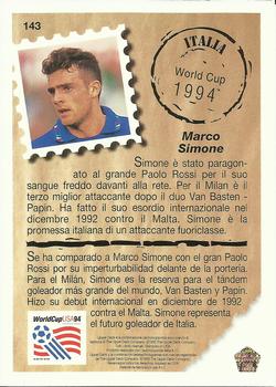 1993 Upper Deck World Cup Preview (Spanish/Italian) #143 Marco Simone Back